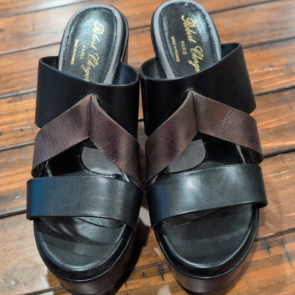 Robert Clergerie Darton Platform Wedge Mule Sandal 38.5